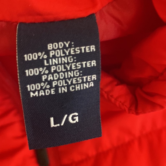 Chaps Mens Ralph Lauren Red Black Zip Front Puffer Lightweight Vest Pockets Sz L - Picture 9 of 12